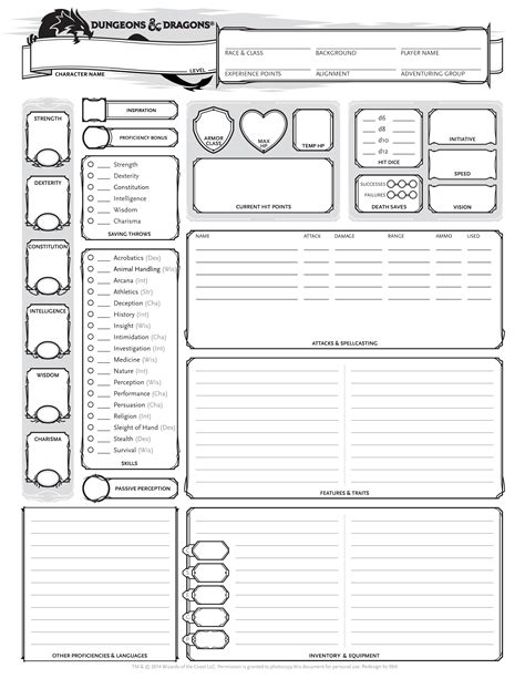 Dnd character sheets pdf. Item added to your cart. Free 5e Character Sheets Get a free 5e character sheet from Obvious MImic! Custom-designed by DMs and players to fit everything you need in easy reach, and then give you all the extra space you need to really flesh out your favorite TTRPG character. Each digital download pack includes: A printable 5e character sheet (P. 