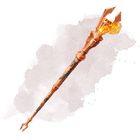 Here are a few of the published options: Staff of Flowers ( common) – This staff can be used to create nonmagical, harmless flowers at a designated spot. You have 10 charges, replenishing 1d6 + 4 each day at dawn. The staff vanishes in a puff of flower petals if you use the last charge. Wand of Pyrotechnics ( common) – This wand has 7 .... 