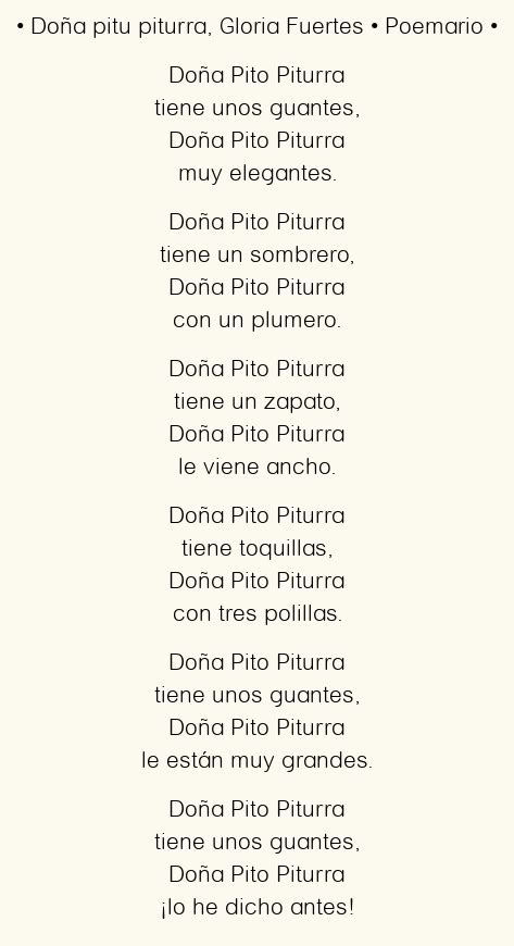 Doña pitu piturra, por Gloria Fuertes | poemas, ensayos y ...