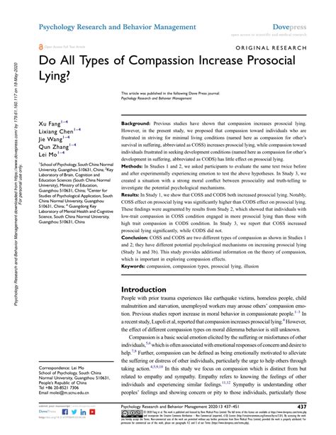 Do All Types of Compassion Increase Prosocial Lying? PRBM