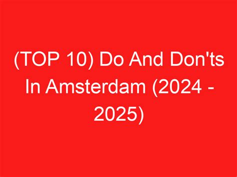 Do and donts Amsterdam