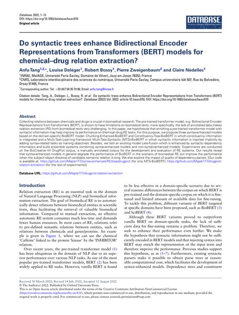 Do syntactic trees enhance Bidirectional Encoder Representations …