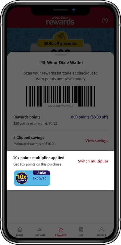 Simply swipe up in the Winn-Dixie app and scan at the register. See all your rewards points, clipped savings, and percent back offers in one place. It’s the easy way to save while shopping. Download App Download App “I do like that they have added easy access to the rewards barcode, and the ability to scan a barcode to add a coupon or get .... 