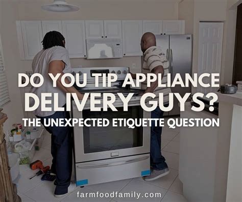 You don’t have to offer a tip equivalent to 20 percent of the appliance’s price or anything like that. When it comes to delivery workers, the generally accepted tip amounts range from $5 to $20, similar to furniture delivery. That’s $5 …
