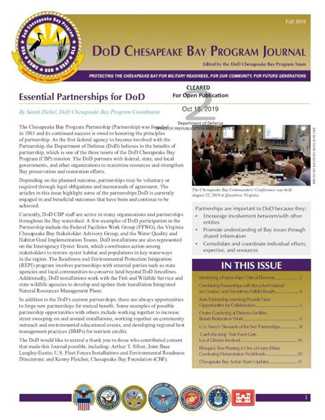 DoD CBP Quarterly Journals – DoD Chesapeake Bay Program