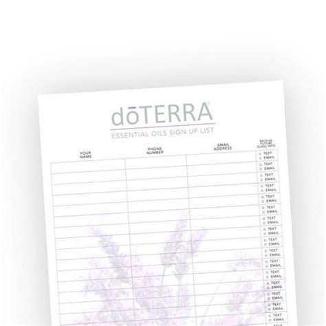 DoTerra Sign Up List Essential Oil Class Sign Up Form