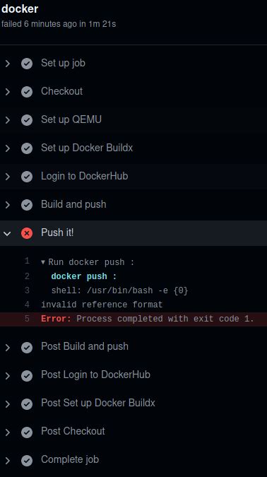 Docker build and push using github: invalid …