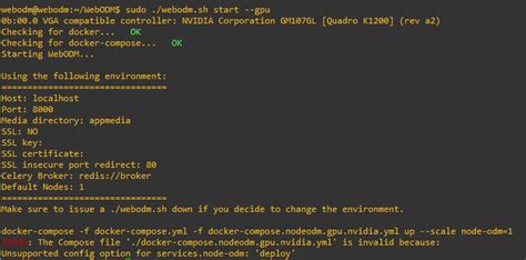 Docker compose error for webodm with gpu - WebODM