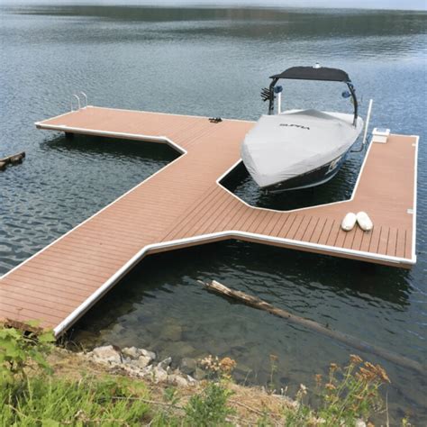 Docks for sale. The QPF-495 Dock System allows you to insert dock cleats in the aluminum top track, without drilling into your decking and letting you relocate them to move the mooring area as needed. Exact size of this Aluminum frame structure is 60 in. x 116 in. x 6.5 in. Includes a pair of hinges for a straight, parallel or "L" shape design allowing ... 