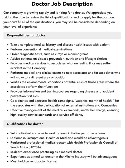 Doctor Career Description