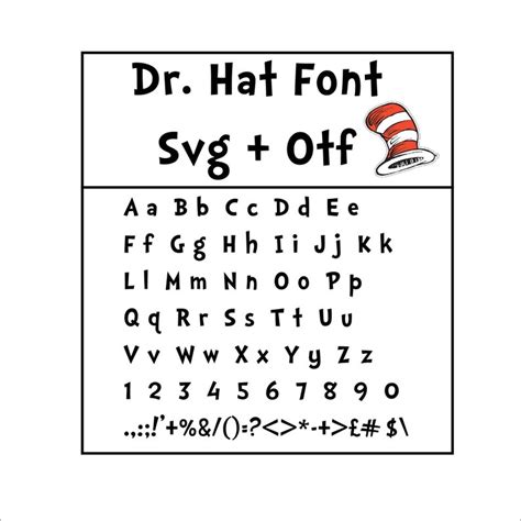 Doctor Seuss Cat Hat Font SVG Silhouette Cricut Dr Seuss Font Etsy