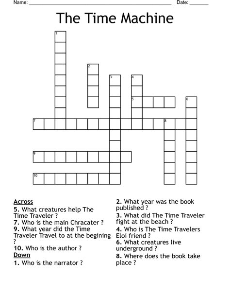 Doctor Who Time Machine Crossword