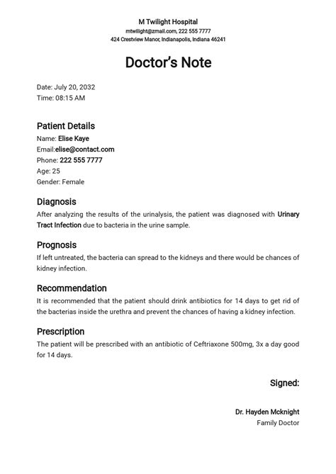 Doctors Note Template Download Free Letter Example Template