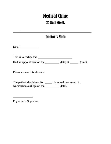 Doctors Note Template Notes Template Printable Templates Printables