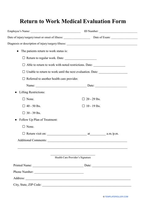 Doctors Note To Return To Work Template Printable Computer Tools