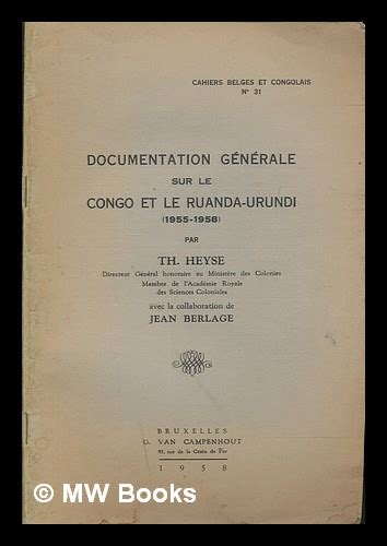 Documentation générale sur le congo et le ruanda urundi (1955 1958) avec la collaboration de jean berlage. - Seminário sobre saneamento de baixo custo, 21 a 23 de outubro de 1991.