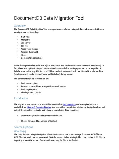 Documentdb data migration tool.  Today we are also releasing a new open source data migrat...