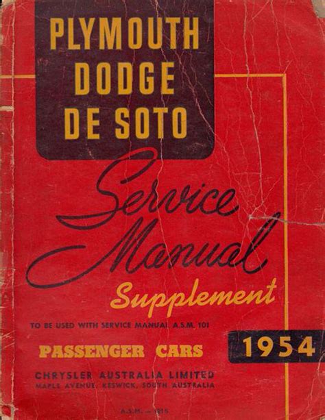 Dodge desoto custom 1954 service manual. - Les nouvelles écritures du fantasme 1.