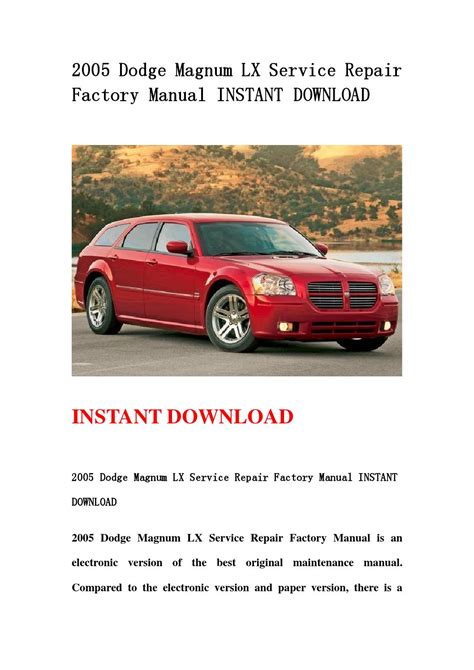 Dodge magnum lx service reparaturanleitung 2005. - Decommissioning health physics a handbook for marssim users second edition.