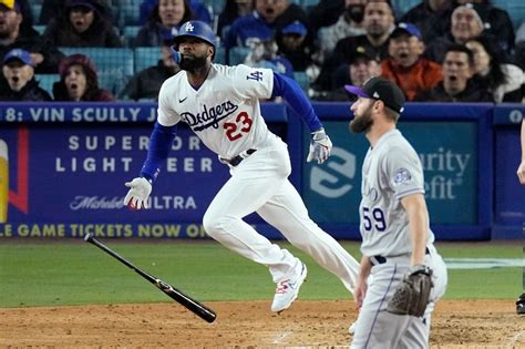 Dodgers use seven-run inning to blast Rockies 13-4 in first meeting of 2023