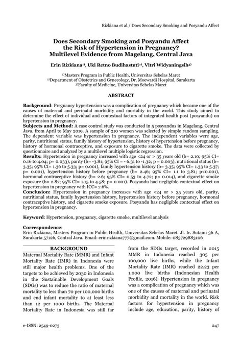 Does Secondary Smoking and Posyandu Affect the Risk of …