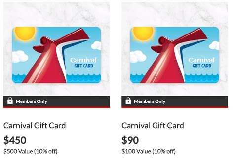 Does aarp still have carnival gift cards. Hi AARPTeri... I noticed the Carnival E gift Cards have returned. AARP website says the discount will apply at checkout on the gift card vendor site. When I go to ... 