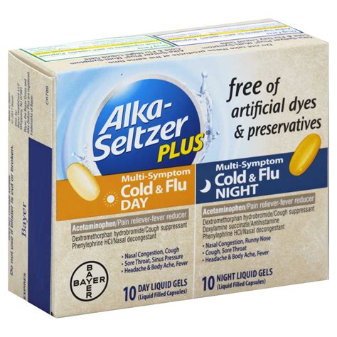  Answer: Short Answer: Alka Seltzer Cold typically includes pain relievers and decongestants. Details: Ingredients like acetaminophen and phenylephrine address pain, fever, congestion, and sinus pressure. Knowing these components helps you gauge compatibility with Nyquil. . 