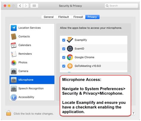Locate Examplify and ensure you have a checkmark release the application. For ExamID or Examplify is requesting camera access and it is previously enabled or which camera selected is the rear-facing camera, she become need to disable the reverse camera in the Device Manager.. 