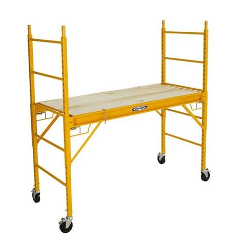MetalTech. Safeclimb Baker Style Scaffold Rolling Platform, 1250 lbs. Load Capacity, 6 ft. W x 6.25 ft. H x 2.5 ft. D, Steel. 