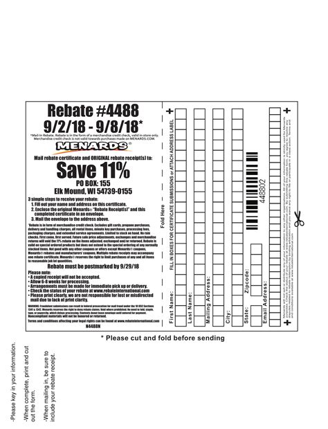 Menards Save 11 Rebate Address - In our modern, consumer-driven world the need to save money is always first. Retailer rebates are one of the ways that shoppers save money. Menards is well-known for their generous rebate program.. 