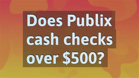 Does publix cash checks over $500. Does Publix cash checks over $1000? You can use Publix to cash several checks as long as the combined total amount does not exceed $75. Payroll checks: You can cash payroll checks totaling up to $500 per week. ... Unfortunately, Publix doesn't cash checks over $500 and has a limit of $75 for personal checks and $500 for paychecks. 