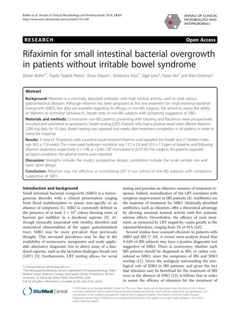 Does rifaximin decrease small intestinal bacterial overgrowt