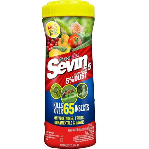 Overview. Sevin Ready-to-Use 5% Dust kills over 65 listed insects including ants, Japanese beetles, stink bugs, imported cabbage worm, squash bugs, earwigs and more. This product protects home fruit and vegetable gardens, lawns, ornamentals, shrubs and flowers. It comes in an easy to use shaker canister; simply shake a …. 