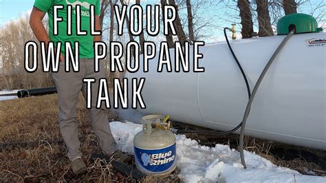 Locate the propane seller nearest you. Make sure you know what the gauge, air fill and valve parts are and make sure you read your owner’s manual for any special instructions. Now turn the valve to the off position. Then remove the fill hole cap. Attach the propane hose and begin filling the tank.. 