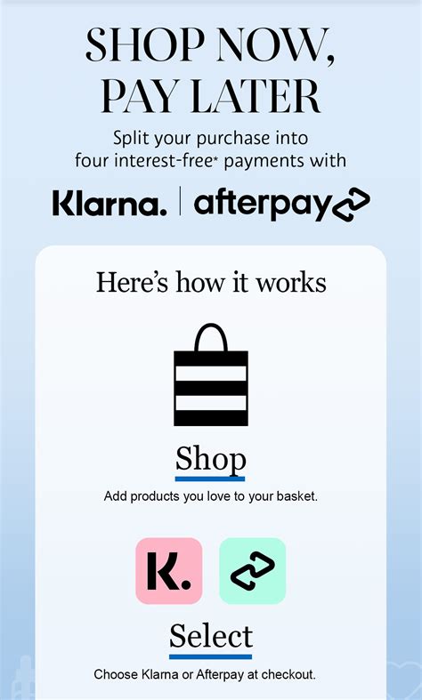 Afterpay is a payment service that allows customers to purchase items and pay for them in four equal installments over a period of time. It is a convenient way to pay for items without having to worry about the full amount due at once..