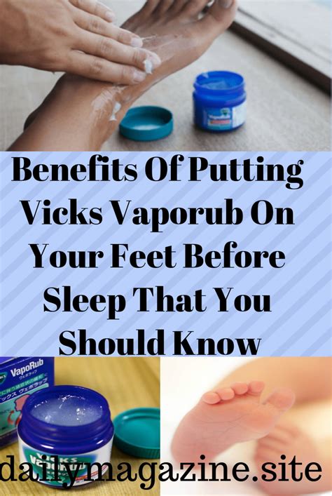 Does Vicks Vapor Rub help neuropathy? Vicks Vapor Rub(r) Vicks Vapor Rub(r) massaging the feet using Vicks especially at night, eases the pain and discomfort of the legs and feet. It's also great for softening the toe nails and reducing the common problems with your toe nails.. 