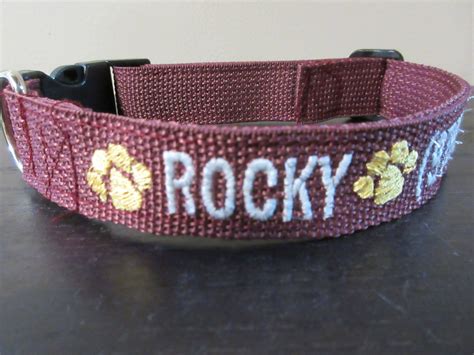 Dog Collar With Embroidered Name - Etsy