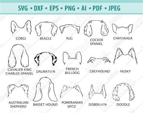 Dog Ear Outline Pet Outline Dog Tattoo Dog Ear Etsy