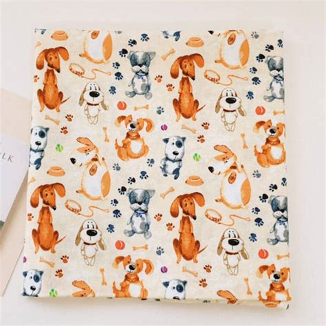 Dog Puppy printed Fabric by the Half Yard - Etsy