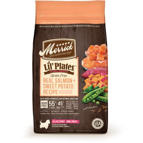 Dog food merrick. With Merrick dog food, a high-end animal protein source is always the first one on the ingredients list. It’s usually supplemented with whole grains or veggies, enhanced with minerals and vitamins. The variety of recipes is seemingly endless, fit for any breed size, life stage, and individual food sensitivity. ... 