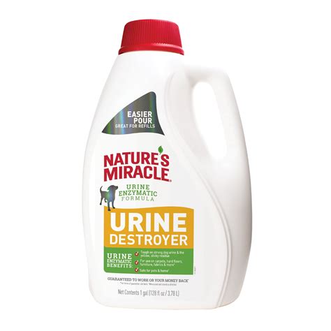 Dog pee enzyme cleaner. Nature’s Miracle is the correct answer. Practical-Meet-1576. • 2 yr. ago. Original natures miracle. It will get out pee smell. Just blot up fresh pee if there is any, then liberally douse the area with natures miracle. You want it to soak into the carpet pad where the pee soaked in. Let it dry and the smell is gone. 
