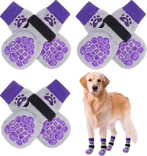 【Material】Our non slip dog socks are made of high stretch, soft, and breathable knitted fabric with paw pattern, making your dog feel warm, comfortable, .... Dog socks to prevent licking