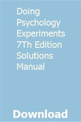 Doing psychology experiments 7th edition solutions manual. - Geschichte der kunst von der altchristlichen zeit bis zur gegenwart..