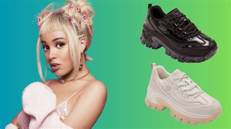 Doja cat skechers. Size & Fit. Sole height: 5cm/2". Look After Me. Wipe clean only. About Me. Mesh and faux-leather upper. Sole: 100% Rubber, Upper: 100% Polyurethane. Shop Skechers Hi-ryze Doja Cat chunky trainers in patent black at ASOS. Order now with multiple payment and delivery options, including free and unlimited next day delivery (Ts&Cs apply). 