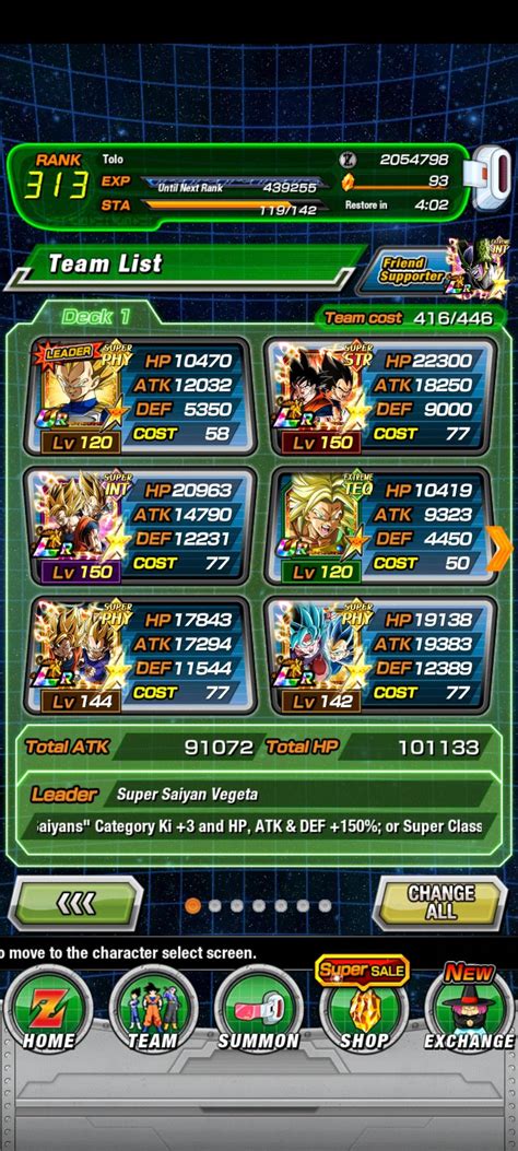 Dokkan battle pure saiyan team. Reasoning. B1. Unstoppable Battle Super Saiyan 2 Goku (Angel) - Can stack ATK up to +220% & DEF up to +160% before 4 turns ended. - Low stats since it's a recruit card. - Takes a while to reach maximum ATK and DEF. - Initial ATK and DEF +40% disappeared after 4 turns. B2. Fight for Pride Majin Vegeta. 