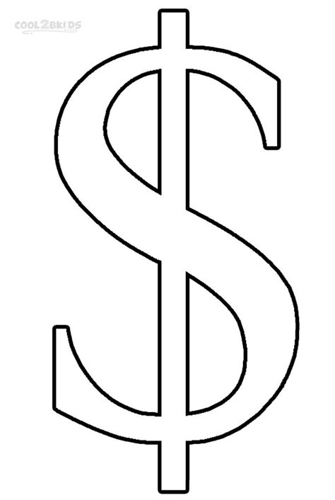 Dollar Sign Sheet Coloring Pages