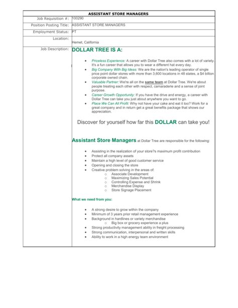 Apply for ASSISTANT STORE MANAGER job with Dollar Tree in 35738 Us 50, Londonderry, Ohio, 45647. Stores and Distribution at Dollar Tree