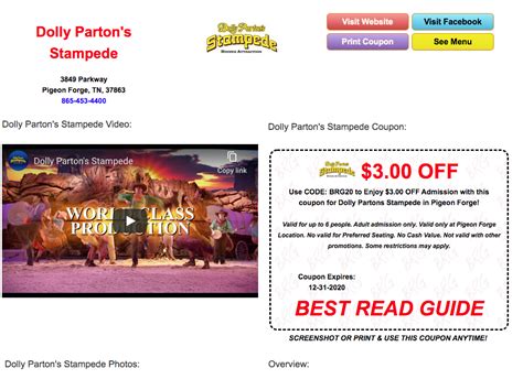 Dolly Parton's Dixie Stampede Dinner Attraction. Share. 1525 West Highway 76. Branson, MO 65615. 800 520-5544. Website.