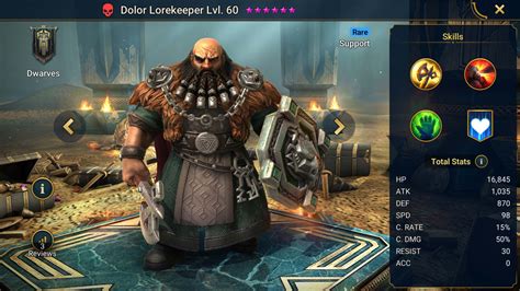 Compare champions - Dolor Lorekeeper | raid.guide. HERO LVL STARS HP ATK DEF SPD C.RATE C.DMG RESIST ACC; Dolor Lorekeeper 60: 6: 16845 1035. 