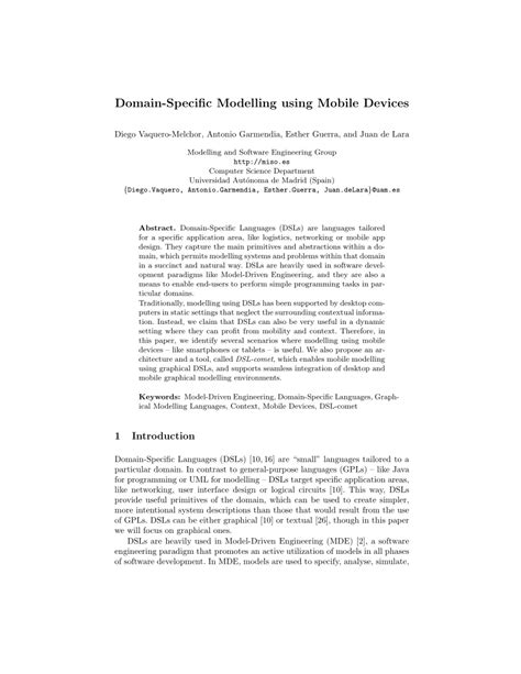 Domain-Specific Modelling Using Mobile Devices SpringerLink